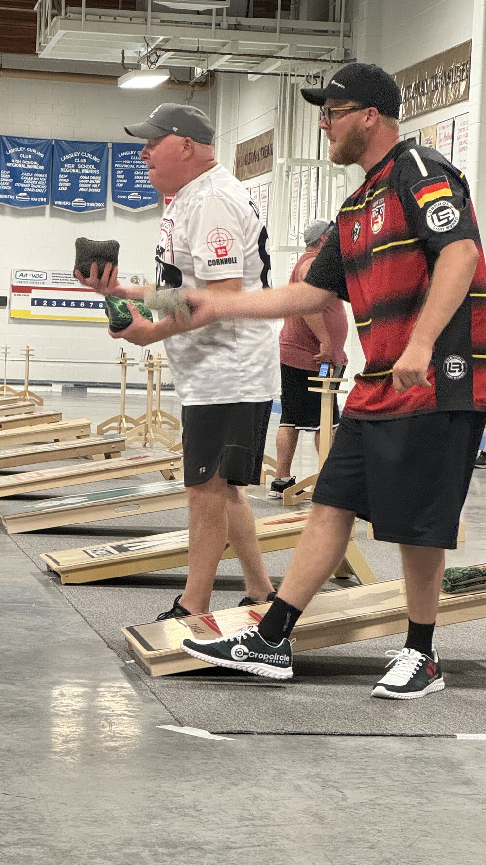 Players competing at a Fraser Valley Cornhole league night